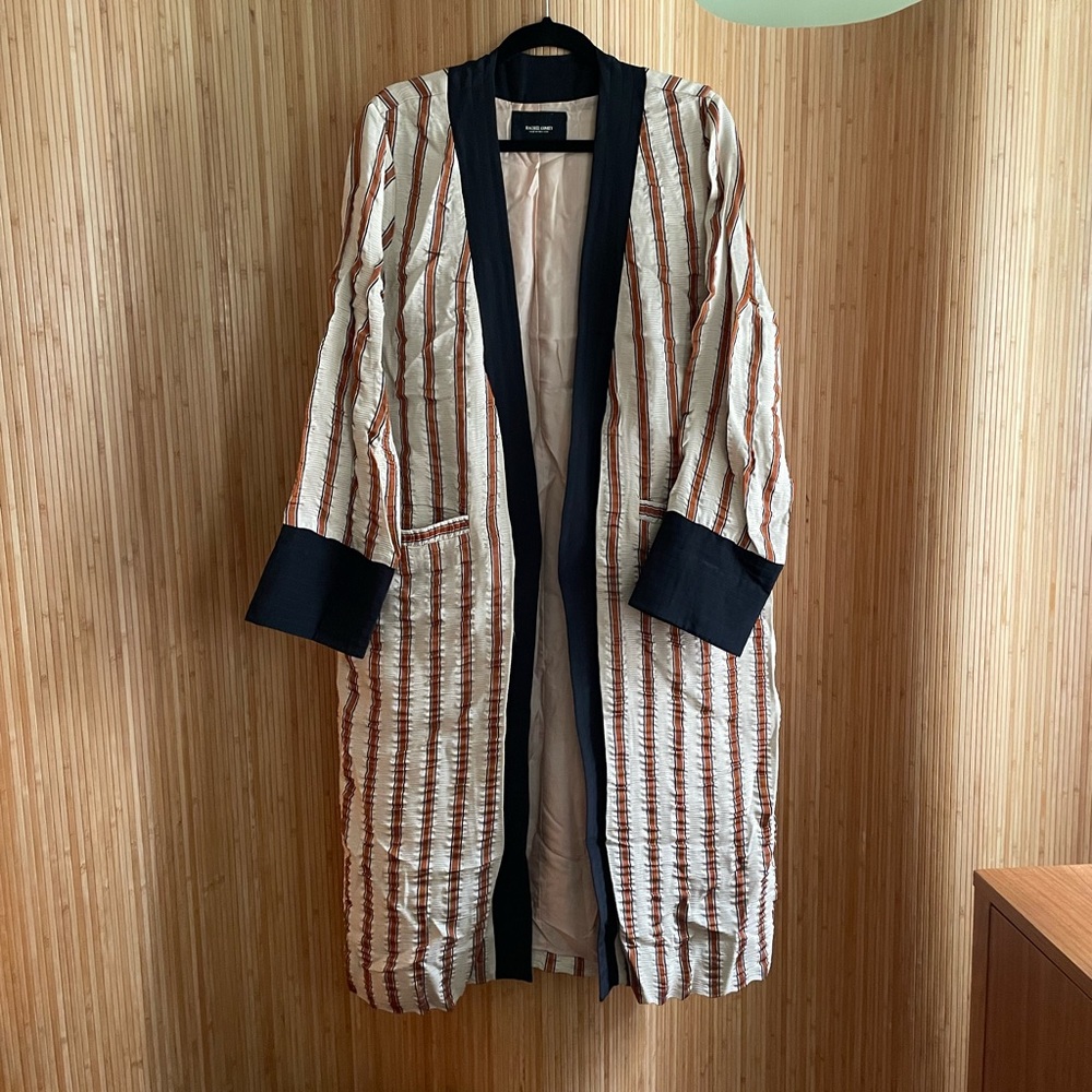 Rachel Comey Striped Coat in Cream and Brown